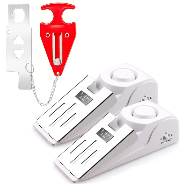 120dB 2-Piece Door Stop Alarm & Portable Door Lock