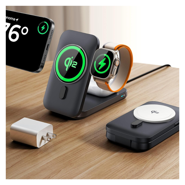 3-In-1 15W Qi2 Wireless MagSafe Charger W/ 30W Adapter For Apple Devices