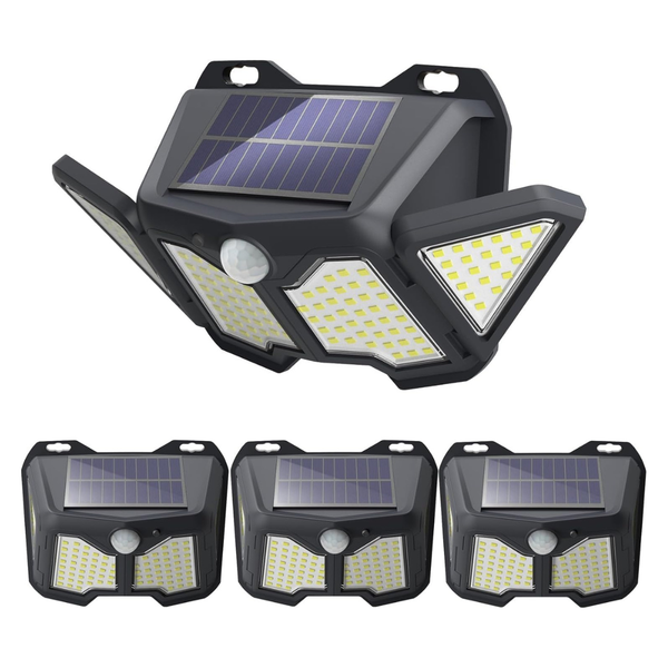4-Pack Solar Flood Lights With Motion Sensor And Adjustable Heads