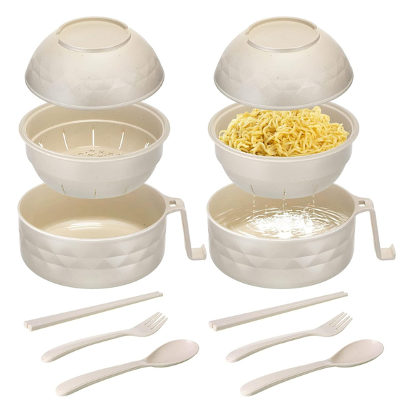 2-Pack 33oz Microwave Ramen Bowl Set With Handle