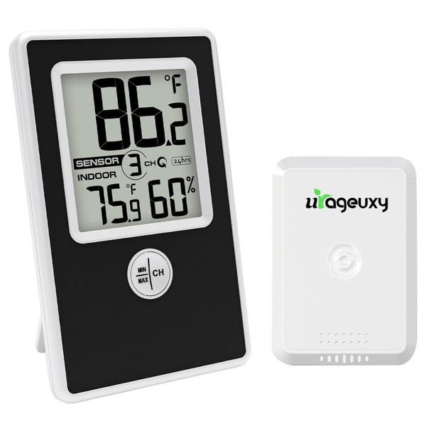 Wireless Thermometer Hygrometer w/ Remote Sensor & Records
