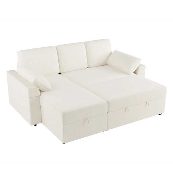 91" Living Room Sectional Sofa Bed with Storage