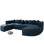 114.9" Upholstered Sectional Sofa w/Ottomans, Pillows