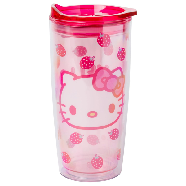 20 Oz Silver Buffalo Sanrio Hello Kitty Strawberry Double Wall Tumbler