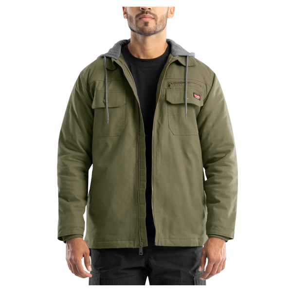 Wrangler Workwear Men's Quilted Lined Work Shirt Jacket With Hood