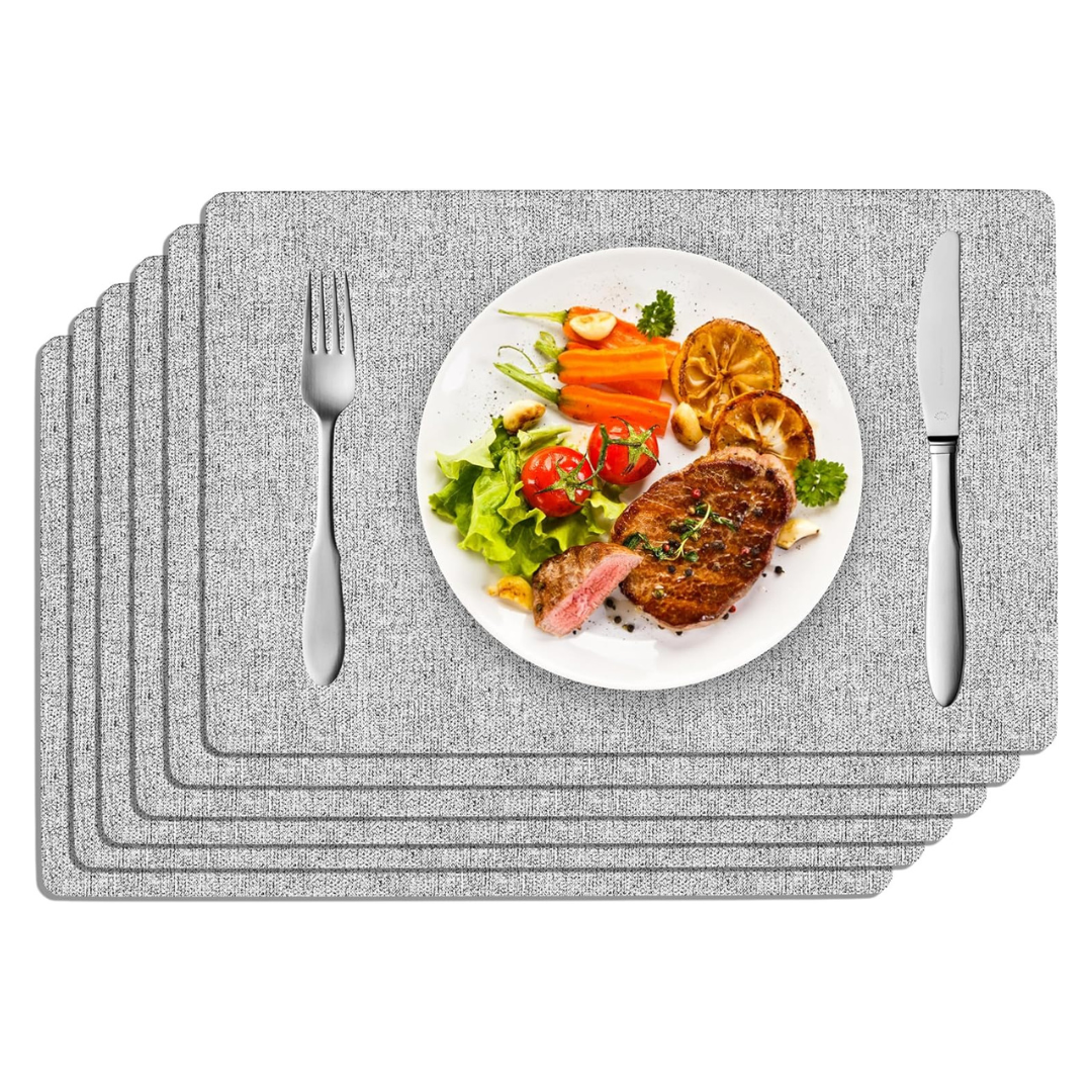 Set Of 6 Faux Leather Heat Resistant Anti-Slip Place Mats