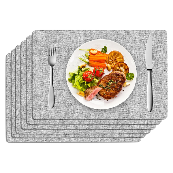 Set Of 6 Faux Leather Heat Resistant Anti-Slip Place Mats