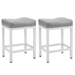 Set Of 2 Kitchen Barstools With Metal Base PU Leather Saddle Seats