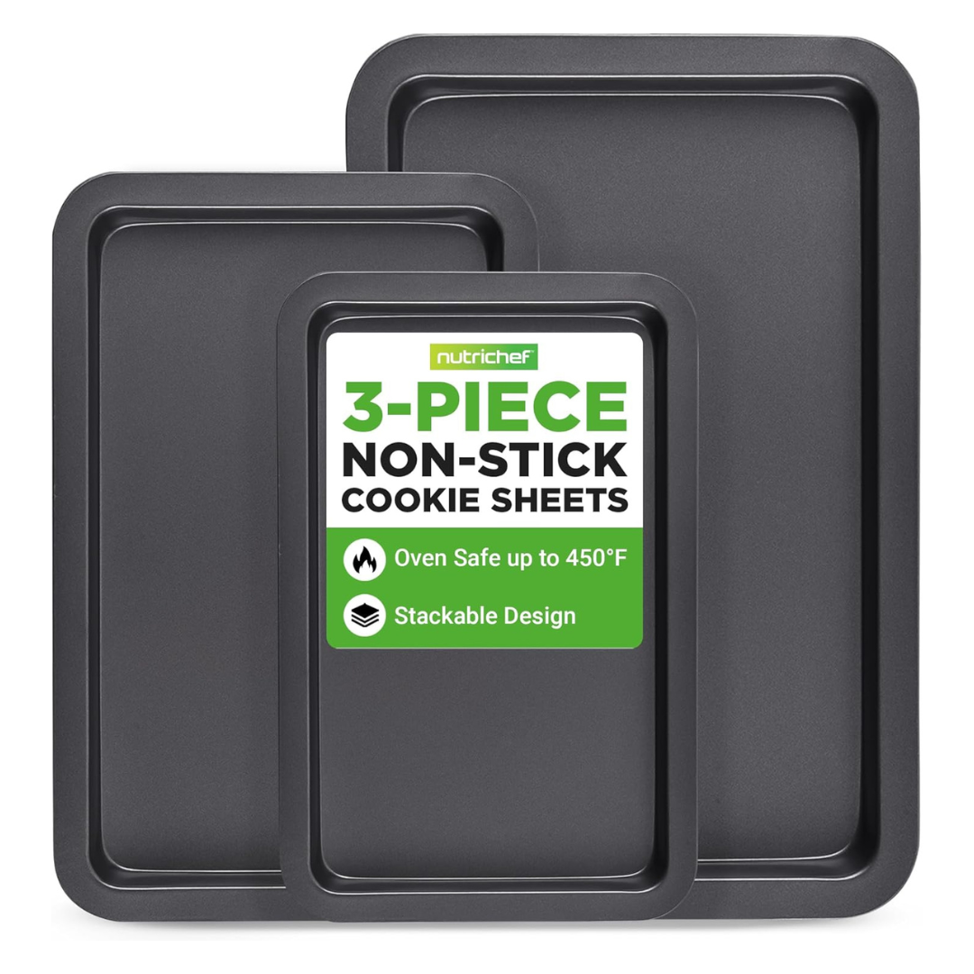 3-Piece NutriChef Nonstick Cookie Sheets For Baking