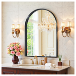 22" x 30" Arched Black Metal Wall Mirror