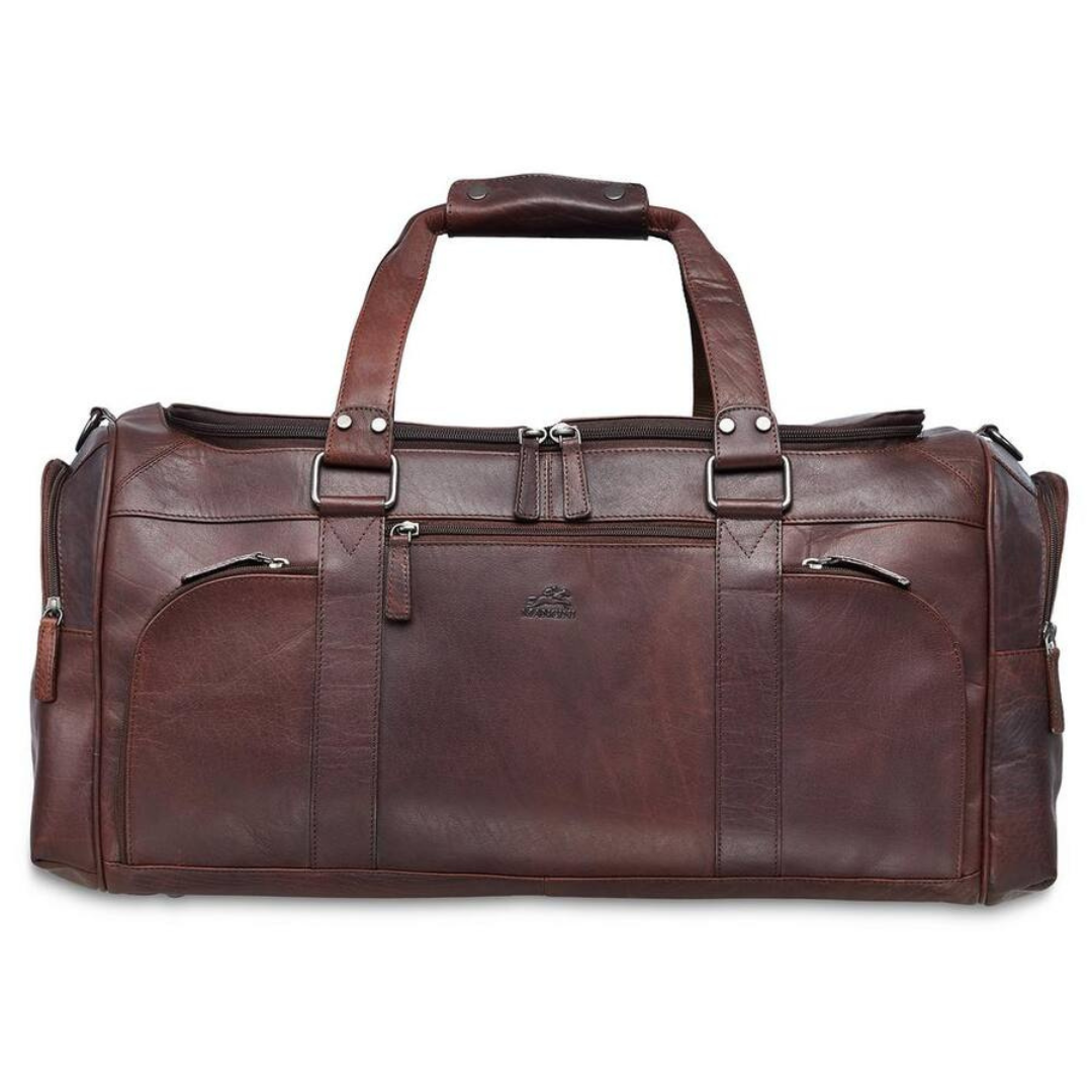 Mancini Buffalo Collection Leather Duffle Bag (Brown)