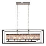 Vezzio 6-Light Modern Black Gold Rectangle Crystal Chandelier