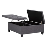 Simplihome Harrison 36" Transitional Square Coffee Table Storage Ottoman