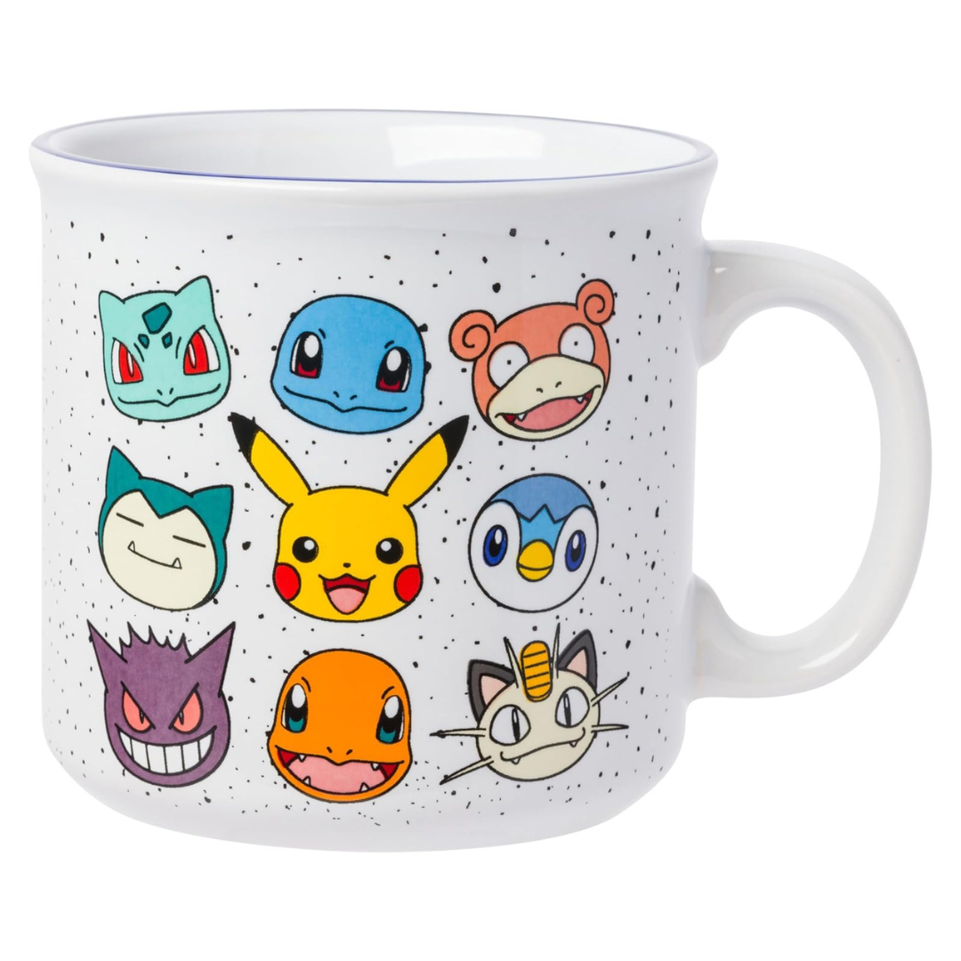 20-Oz Silver Buffalo Pokemon Multi Faces Ceramic Camper Coffee Mug
