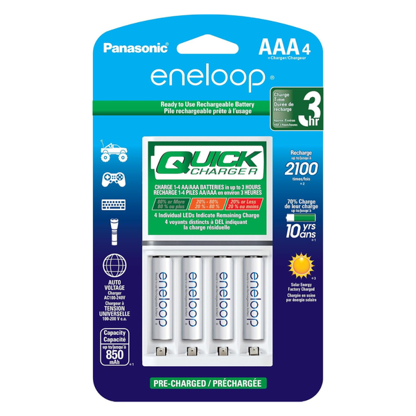 Panasonic 3 Hour Quick Charger With 4 AAA Batteries