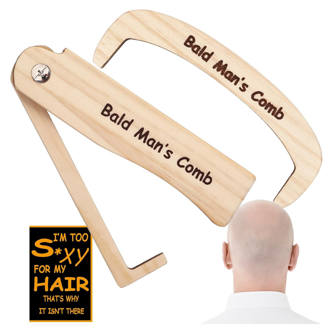 2-Piece Funny Bald Man Comb Gag Gift For Men