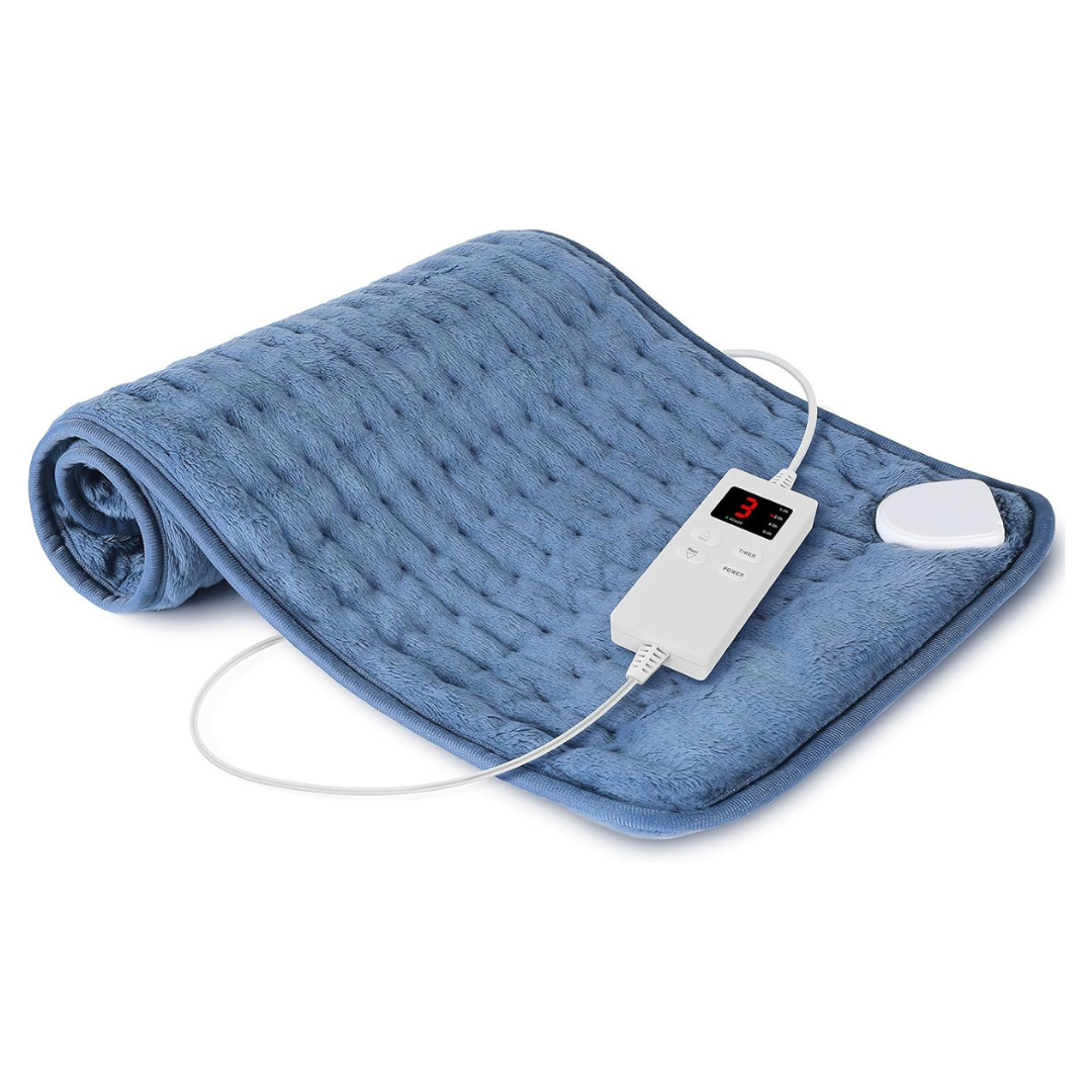 12" x 24" Electric Heating Pad With Timer And 6 Heat Settings (Blue)