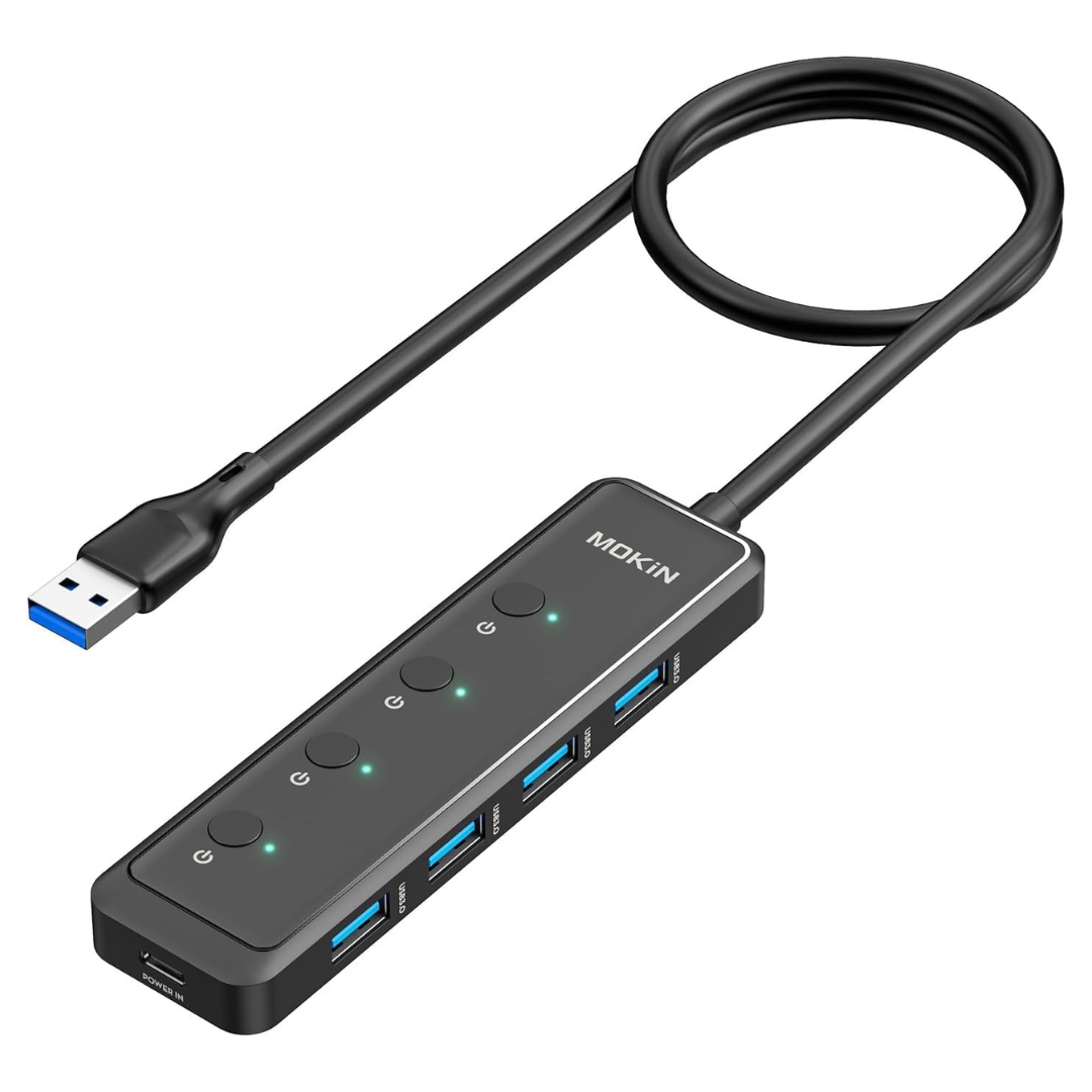5-Port Ultra Slim Data USB Extender With 2ft Extended Cable