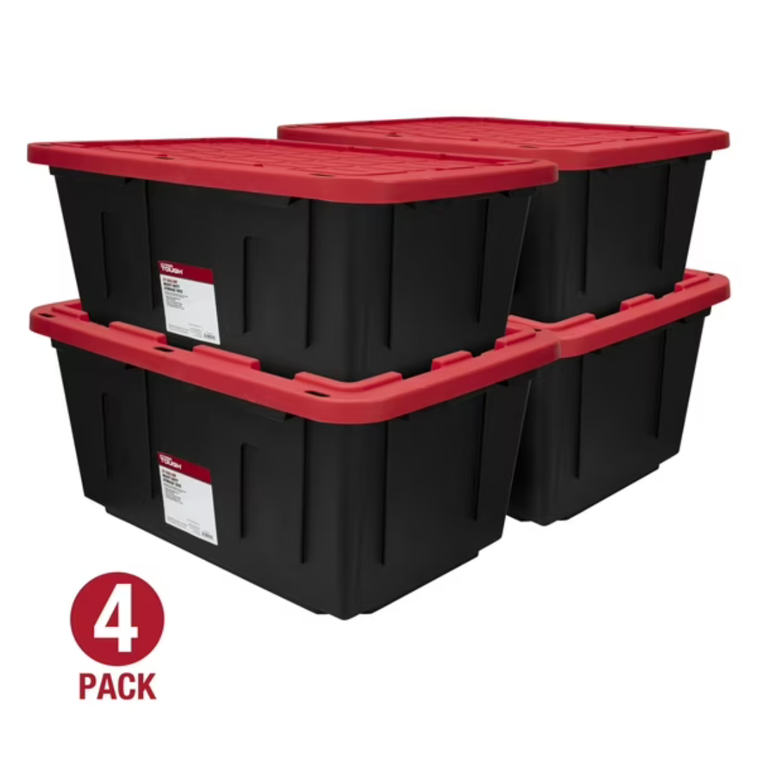 4-Pack Hyper Tough 27 Gallon Stackable Storage Bin Container