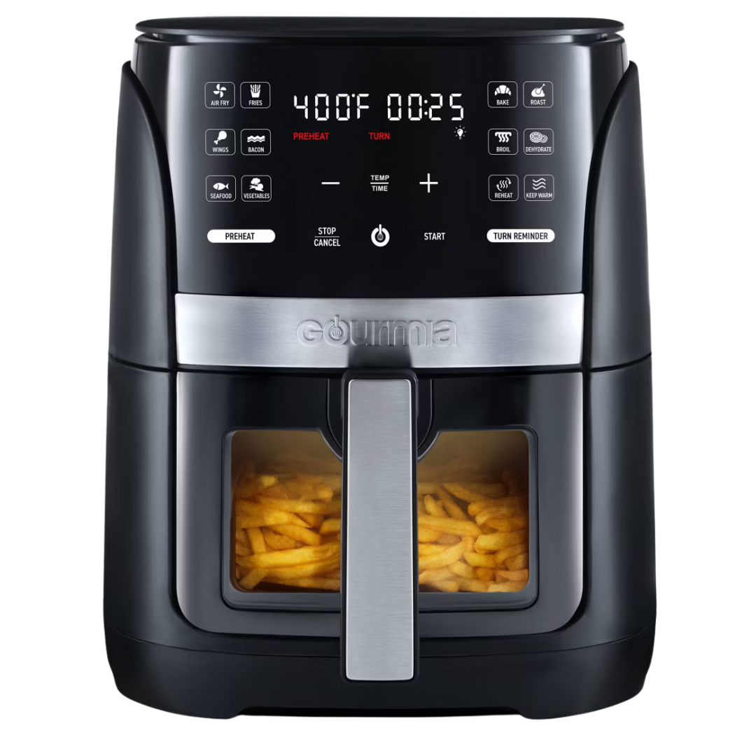 6-Qt Gourmia Digital Window Air Fryer With 12 Presets & Cooking Black
