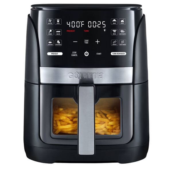 6-Qt Gourmia Digital Window Air Fryer With 12 Presets & Cooking Black