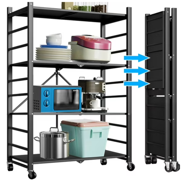 4-Tiers Adjustable Stainless Steel Storage Shelf Unit