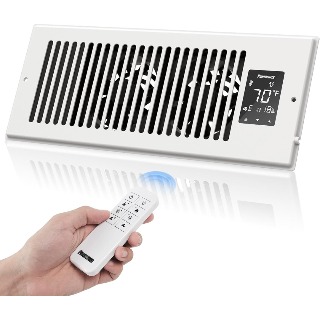 4" x 12" Quiet Register Booster Fan with 9-Speed Thermostat & LCD