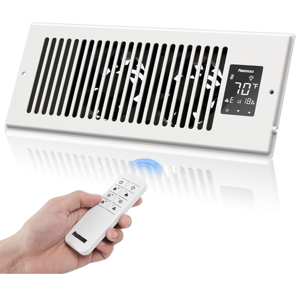 4" x 12" Quiet Register Booster Fan with 9-Speed Thermostat & LCD