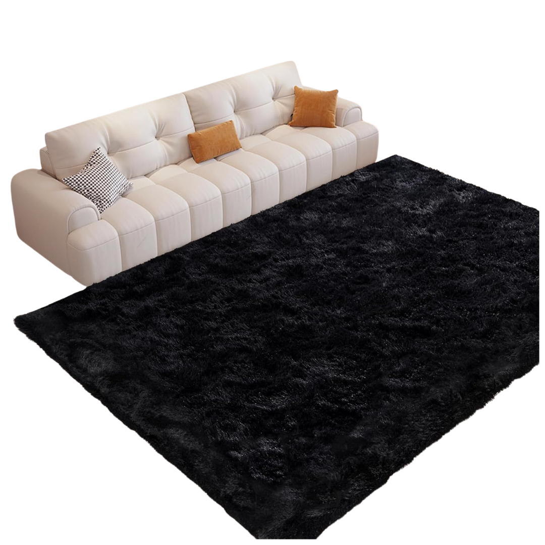 4ft x 6ft Non-Slip Modern Fluffy Shaggy Soft Black Area Rug
