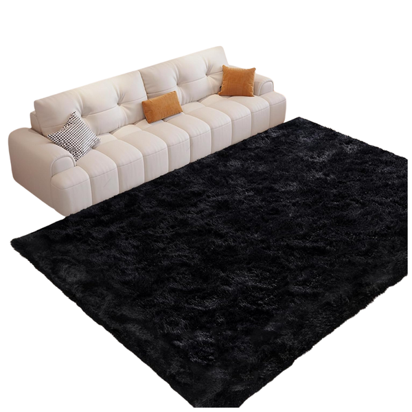 4ft x 6ft Non-Slip Modern Fluffy Shaggy Soft Black Area Rug