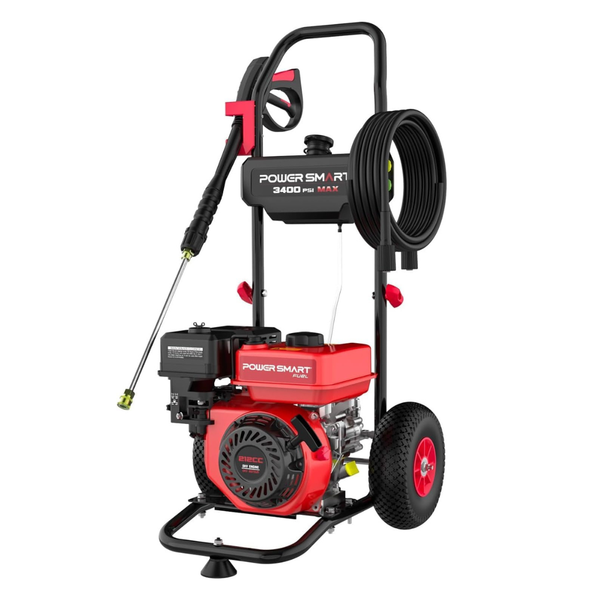 PowerSmart 3400 PSI Gas Pressure Washer w/ 10" Wheels & 5 Nozzles