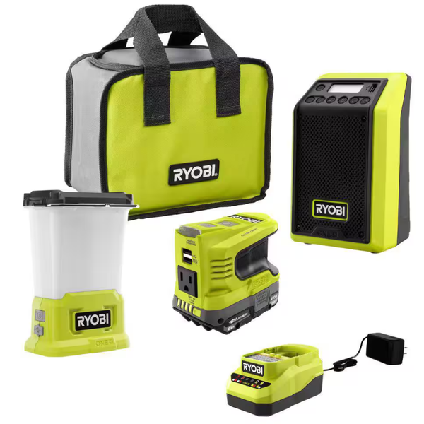 Ryobi One+ 18V Cordless 3-Tool Storm Combo Kit w/ Radio, Light, Inverter, Battery & Charger