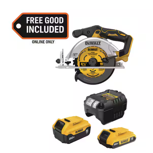 Dewalt 20V MAX Cordless Brushless Circular Saw W/ 20V 5 Ah & Batteries & Charger