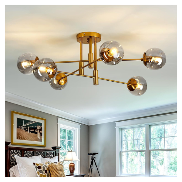 Szxykeji 6-Lights Glass Globe Chandelier