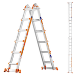 20ft 330lbs Load 6 Step Extension Ladder With Stabilizer Bar & Wheels