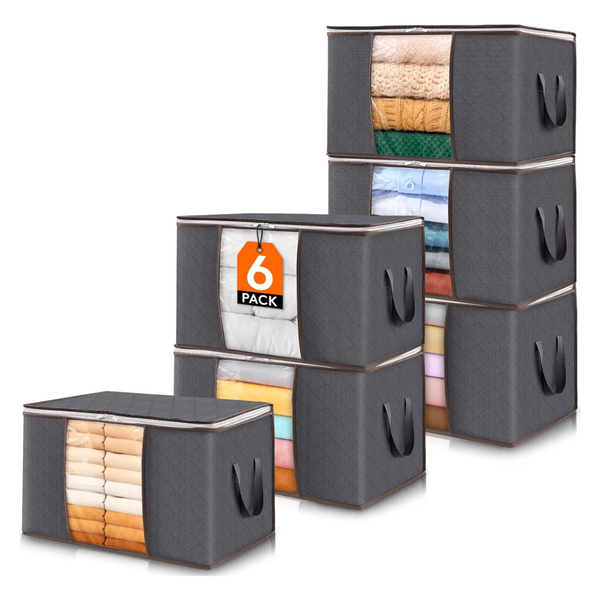 6-Pack Foldable Clothes Storage Bins With Lids