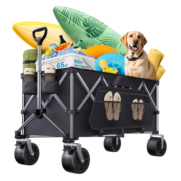 440lbs Heavy Duty Folding Collapsible Wagon Cart W/ Big Wheels