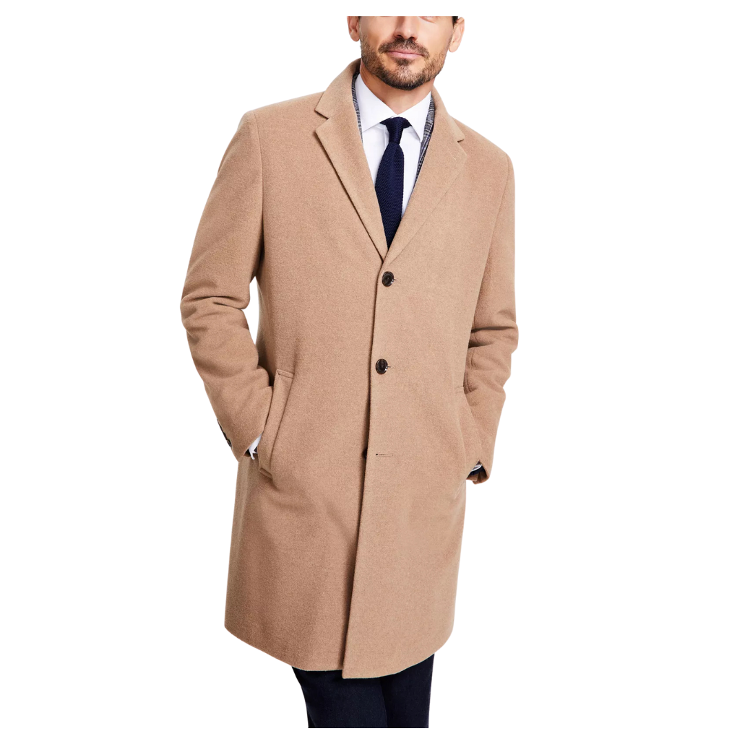 Tommy Hilfiger Men's Addison Wool-Blend Trim Fit Overcoat