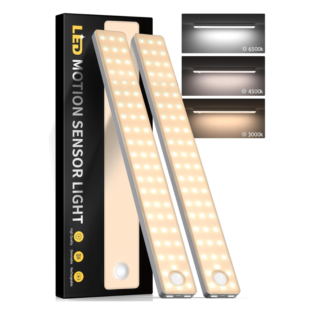 2-Pack USB Rechargeable Motion Sensor Under Cabinet Light