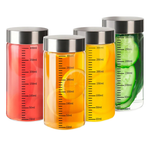 4-Pack 10oz Glass Juice Bottles With Stainless Steel Lids