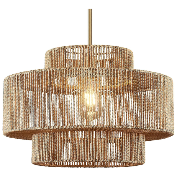 Penaciny 17.7" Boho Rattan Chandelier Light Fixture