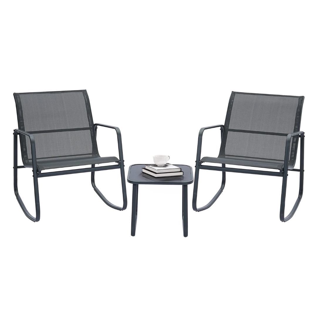 3-Piece Ainfox Outdoor Bistro Set With Textilene Chairs And Coffee Table