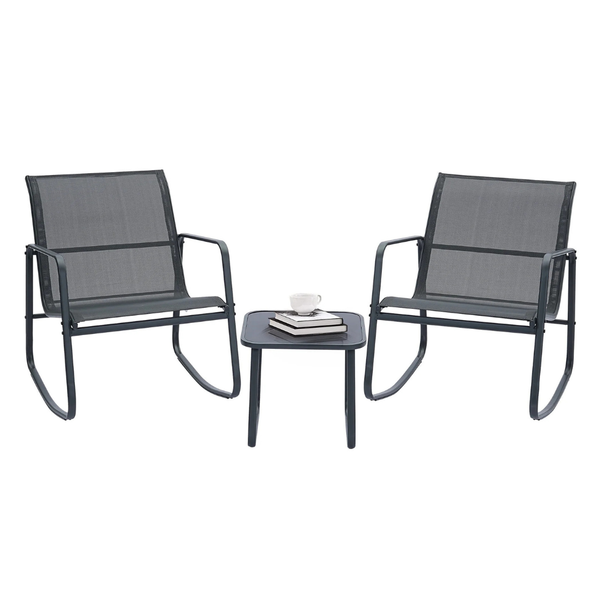 3-Piece Ainfox Outdoor Bistro Set With Textilene Chairs And Coffee Table