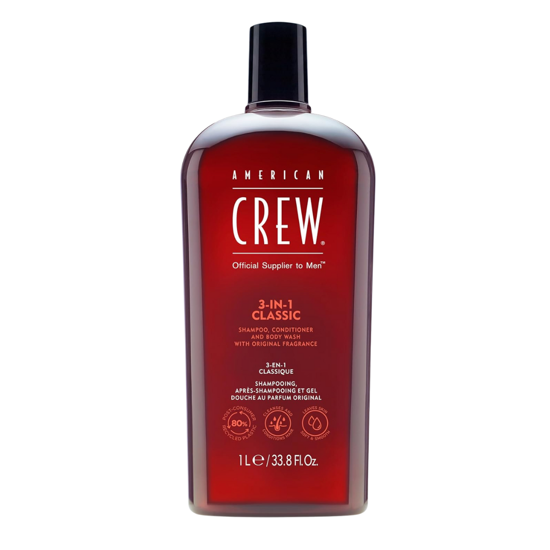 33.8oz American Crew Men's 3-in-1 Classic Shampoo, Conditioner & Body Wash