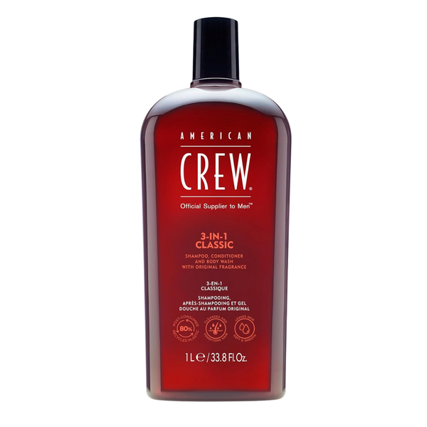 33.8oz American Crew Men's 3-in-1 Classic Shampoo, Conditioner & Body Wash
