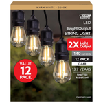 12-Pack S14 LED 2200K Warm White Filament Light Bulbs