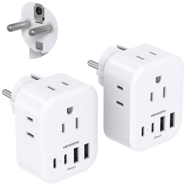 2-Pack Hanycony Type E F Germany France Travel Adapter
