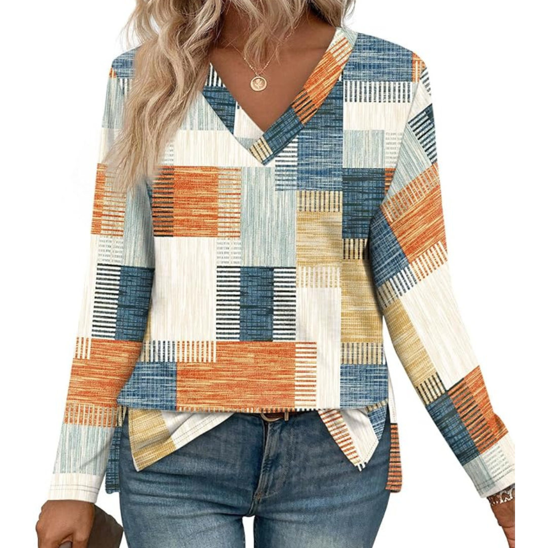 Women's V Neck Long Sleeve Casual Shirts