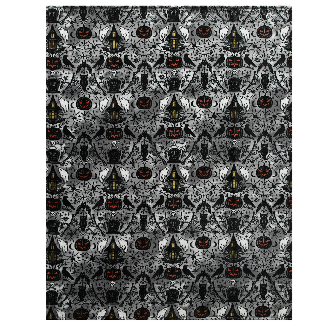 Ways to Celebrate 50"x 60" Cozy Plush Haunted House Print Throw Blanket
