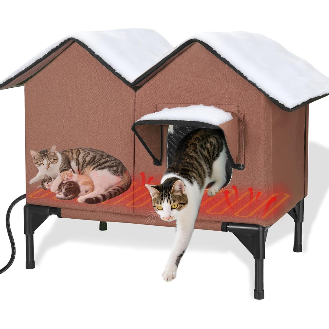 Insulated Weatherproof Outdoor Cat Shelter with Heater
